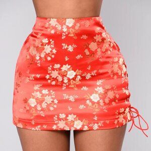 Emory Park Red Satin Floral Lace-Up Mini Skirt 🌹 | Size M